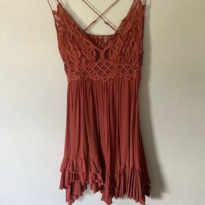 Free People, Adella slip dress in Coral Rose, size Medium.